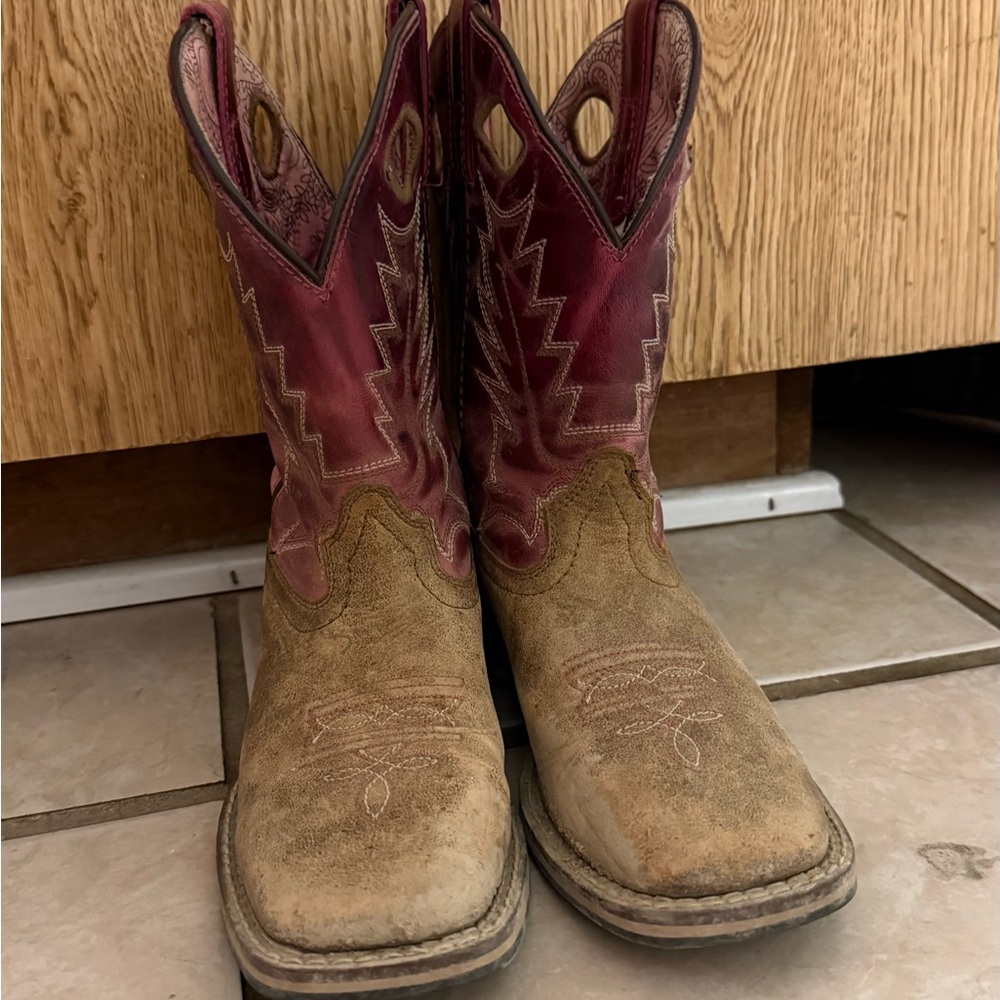 Shyanne Pink and Tan Embroidered Boots